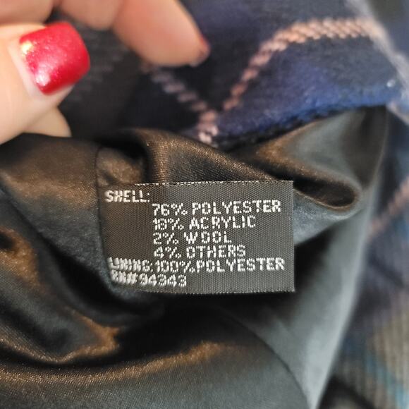 Torrid Vintage Double Breasted Gray/Black/Blue/Yellow Plaid Jacket w Belt 1/1X - Picture 6 of 7